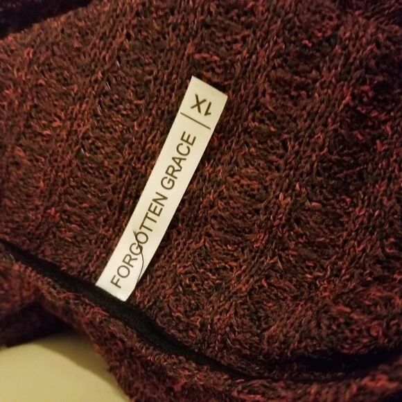 SWEATER SALE 3/$30 Forgotten Grace Burgundy Knit Long Cardigan Sz 1X - Picture 6 of 7